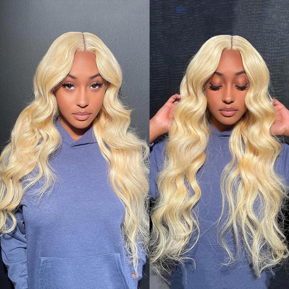 Tissage en Lot Brésilien Naturel Remy Body Wave, Couleur Blond 613, Extensions de Cheveux, 30 32 34