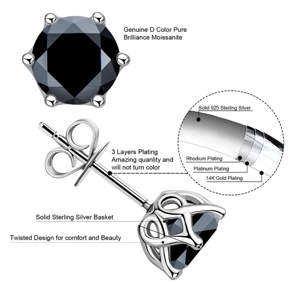 JoyceJelly 1/2/4CT VVS D couleur Moissanite coupe russe 8H8A laboratoire diamant boucles d'oreilles