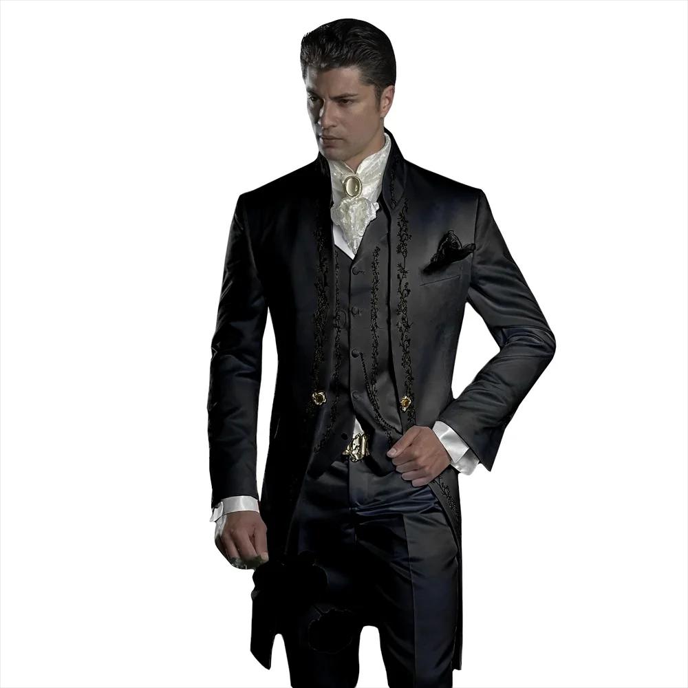 Smoking de mariage brodé pour hommes, robe formelle personnalisée du marié imbibé pour hommes élégan