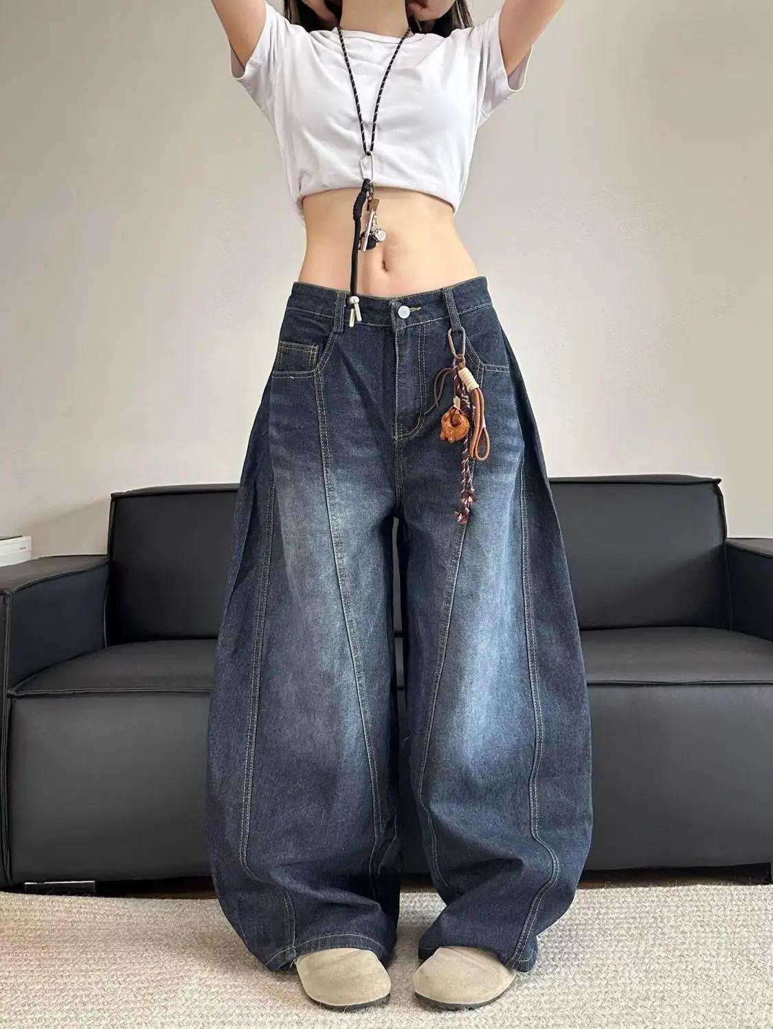 Jean Patchwork brodé pour femmes, élégant, Chic, Vintage, drapé délavé, Denim, droit, coupe ample, a