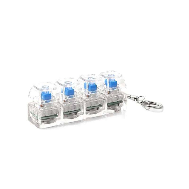 Clavier à 4 boutons pour doigts, porte-clés, clavier RGB, jouet anti-stress avec lumières pour soula