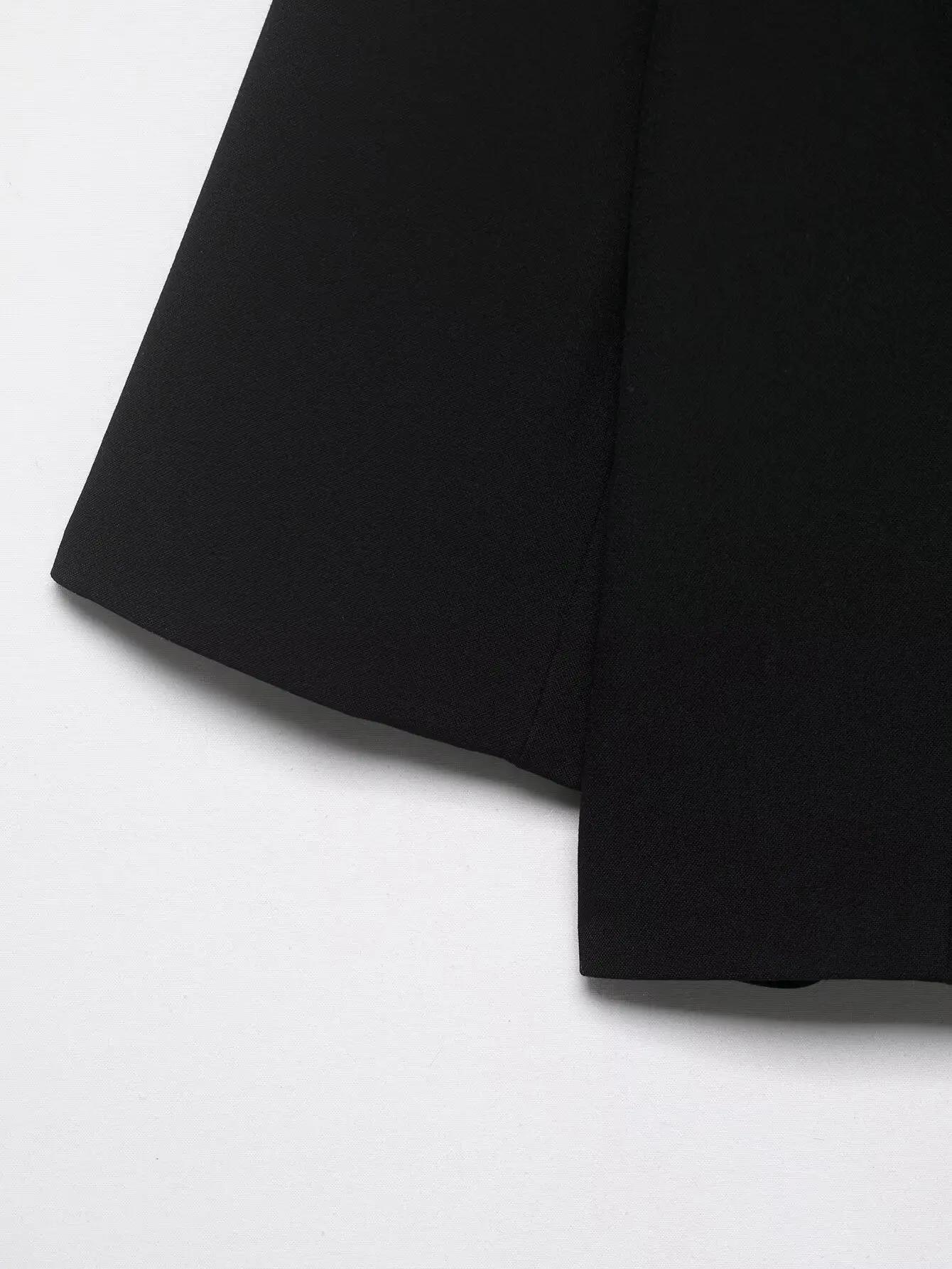Blazer court noir pour femme, nouvelle collection printemps, manteau simple boutonnage avec épaulett