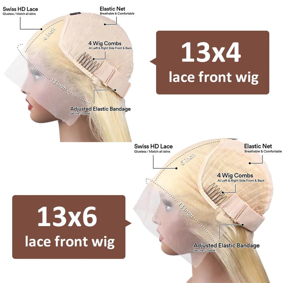 WiggKnitting-Perruque Lace Front Wig naturelle lisse, cheveux blonds, 13x6, 613 HD, 13 age