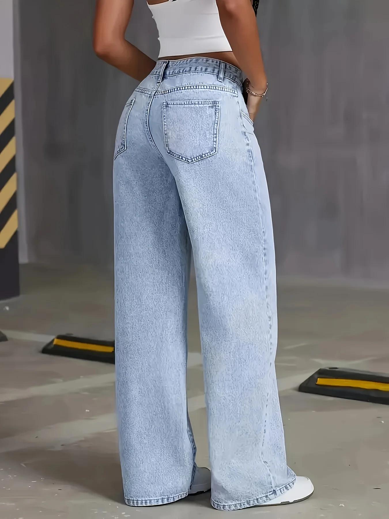 Jean pour femme Y2k, vêtements bleu clair, jambes larges, pantalon en Denim, ample, mode Simple, ext