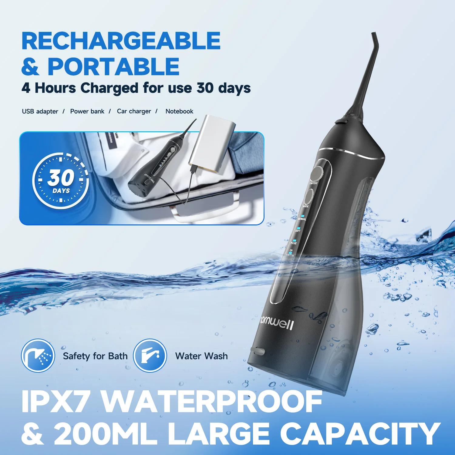 Fil dentaire Portable F18, 4 Modes, Rechargeable par USB, 4 buses, Jet d'eau Oral, réservoir d'eau d
