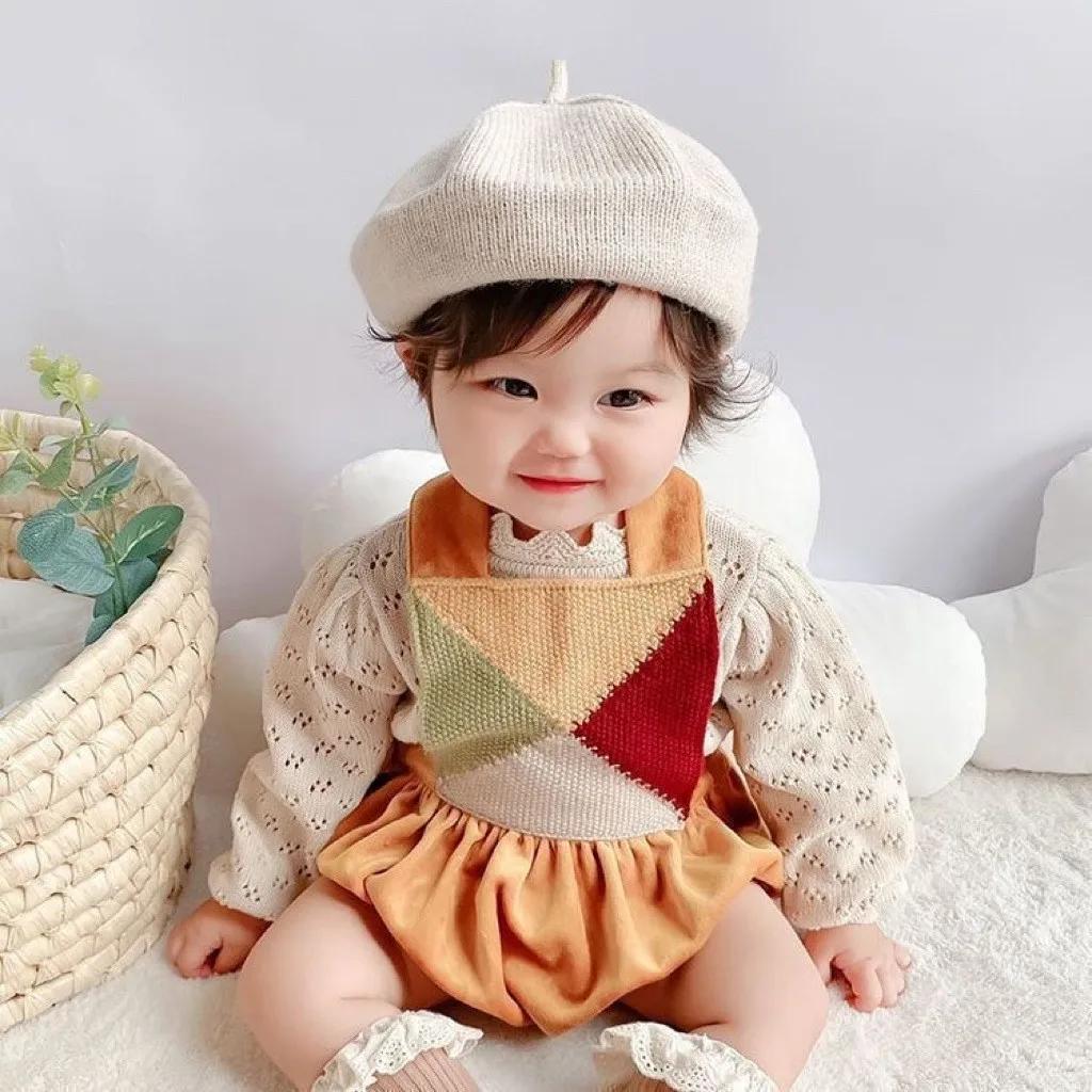 Béret tricoté bébé peintre français automne hiver épais unisexe essentiel berceau nouveau-né