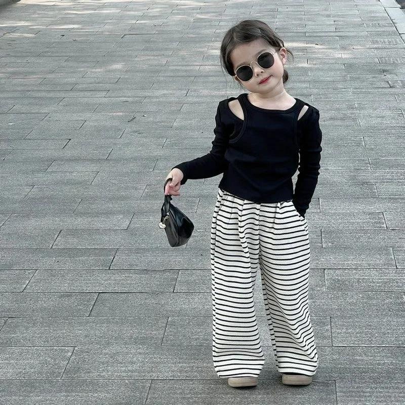 Enfants filles automne tenues infantile bébés filles faux deux pièces manches longues costumes décon