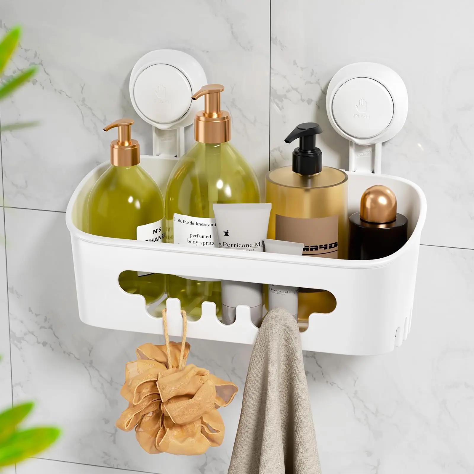 TAILI Étagère de douche d'angle à ventouse sans perçage, panier de rangement pour shampoing, maquill