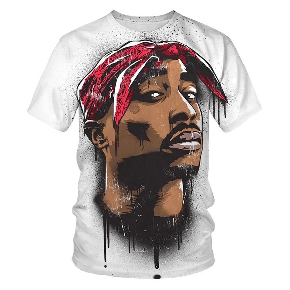 T-shirt de personnalité imprimé en 3D, mode estivale, hip-hop, cool, tendance, street rock