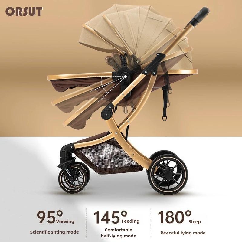 Poussette bébé légère à grande vue, peut s'asseoir ou s'allonger, légère et pliable, poussette pour