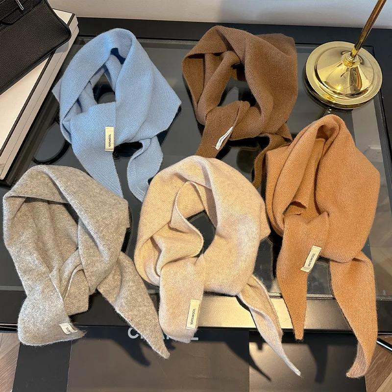 100% laine Style coréen tricoté écharpe triangulaire femmes hiver chaud foulard châle multi-fonction