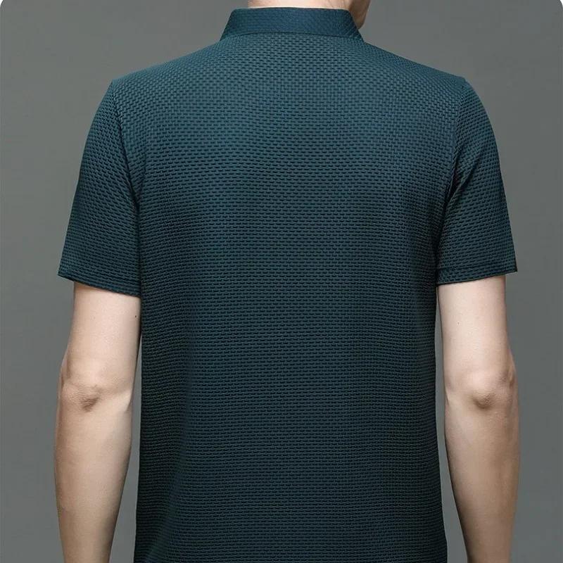 Vêtements de marque été nouveau T-shirt à manches courtes pour hommes soie glacée POLO frais et resp