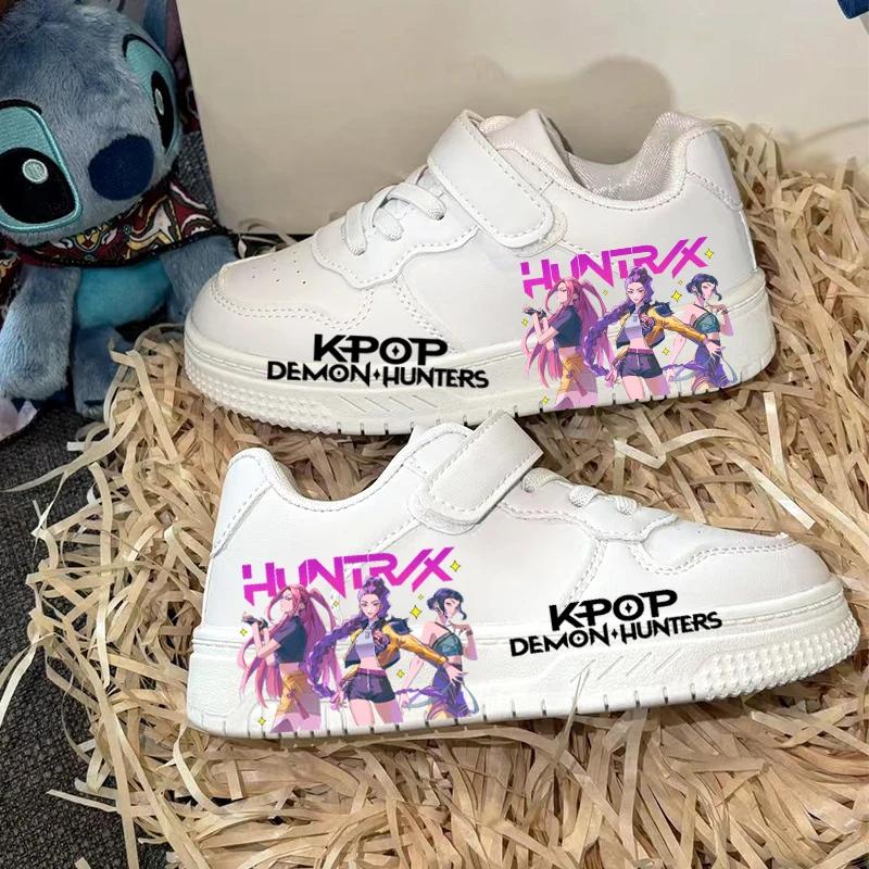 Chaussures décontractées pour enfants, design imprimé KPOP, chaussures de sport blanches pour garçon