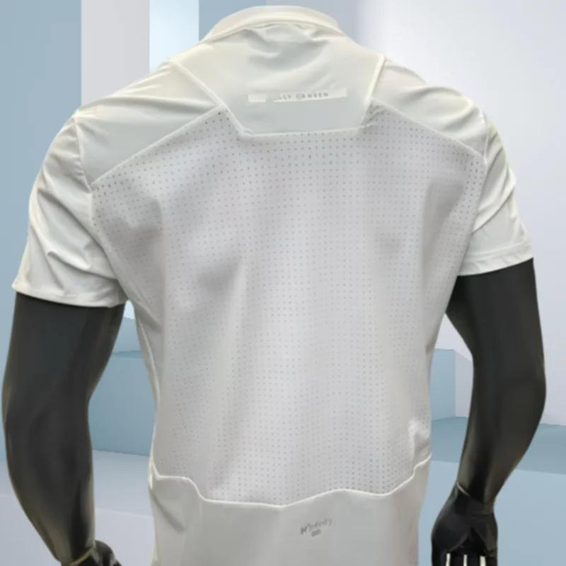 2025 été nouveaux hommes à manches courtes respirant séchage rapide élastique personnalisé épissage
