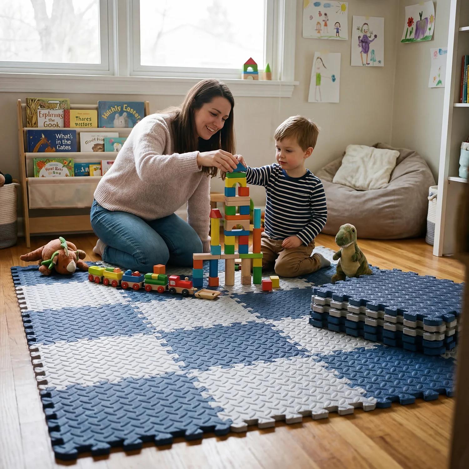 Tapis de jeu pour bébé 16 pièces 60x60cm, tapis de sol en mousse pour bébé et enfant, tapis en mouss