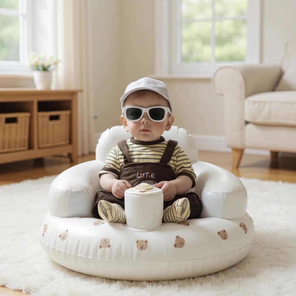Canapé gonflable brillant pour bébé, 1 pièce, tabouret de bain Portable en PVC, siège multifonctionn