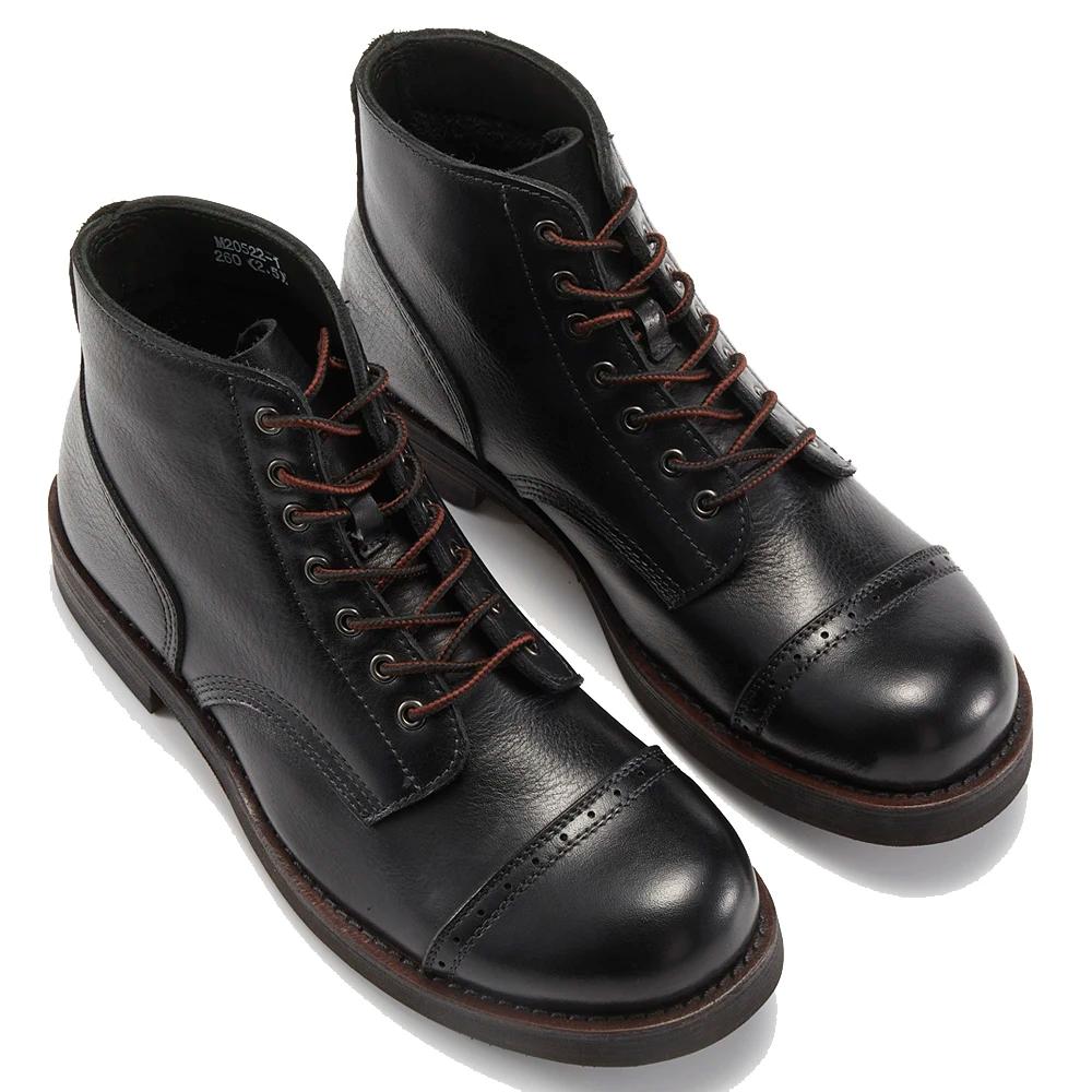 Bottes de Combat en cuir véritable pour hommes, chaussures de luxe, élégantes, faites à la main, poi