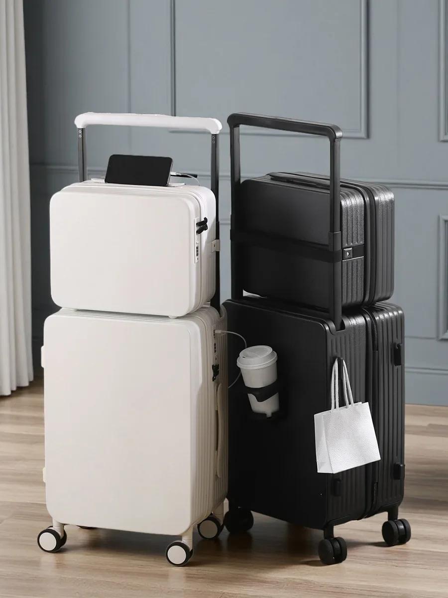Ensemble de bagages 20+14"24+14" avec USB et porte-gobelet TSA Lock 360 ° Roues crochet de pied su