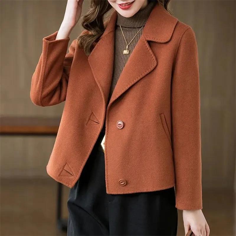 Manteau court en laine double face pour femme, veste décontractée, design de mode, coréen, printemps