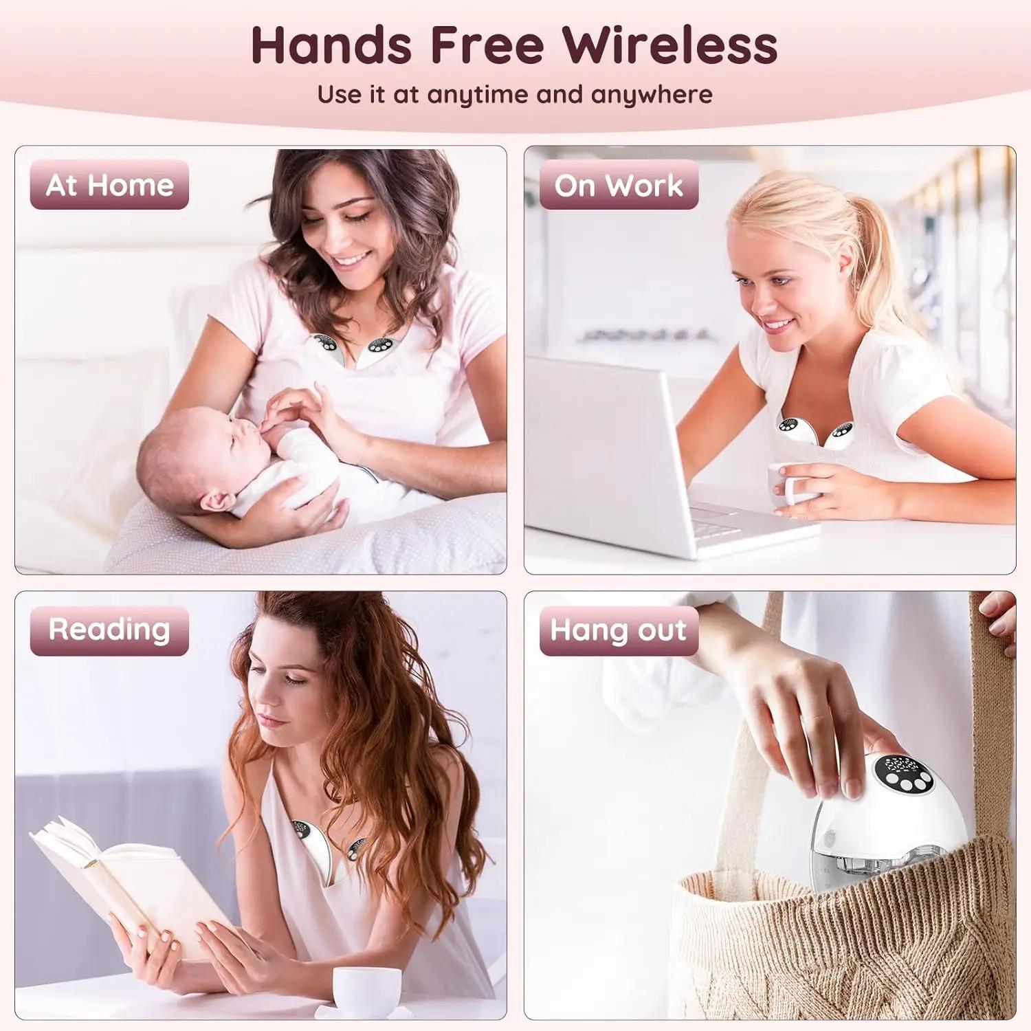 Tire-lait maternel portable sans fil mains libres sans BPA 4 modes 12 niveaux à faible bruit tire-la