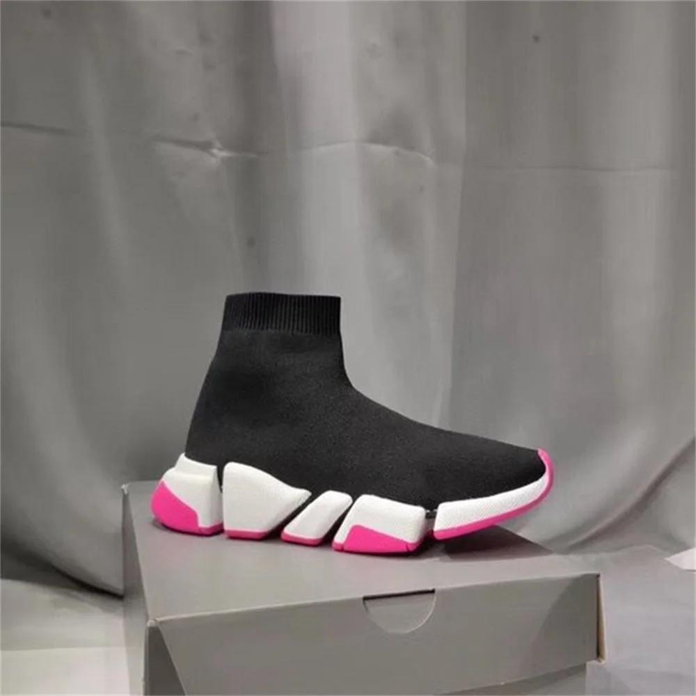 Chaud noir haut femmes chaussettes chaussures baskets respirant Couples chaussures de sport décontra