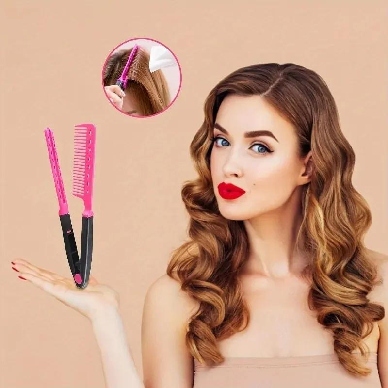 WANMEI 1/2 pièces en forme de peigne à cheveux raides en plastique démêlant peigne de coiffure plian