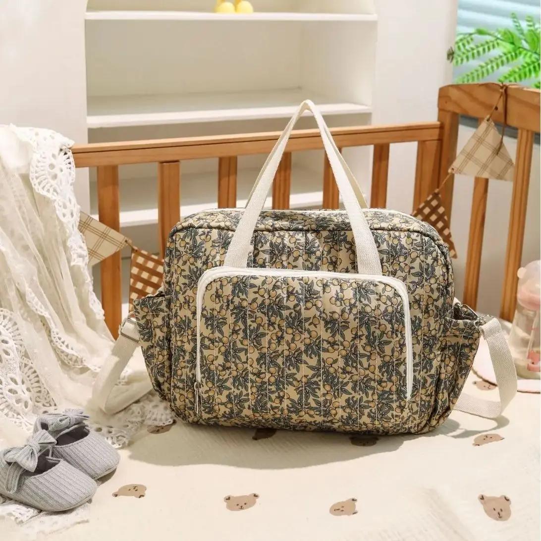 Sac à couches de Style coréen pour nouveau-né, sac à bandoulière pour maman, broderie matelassée, or