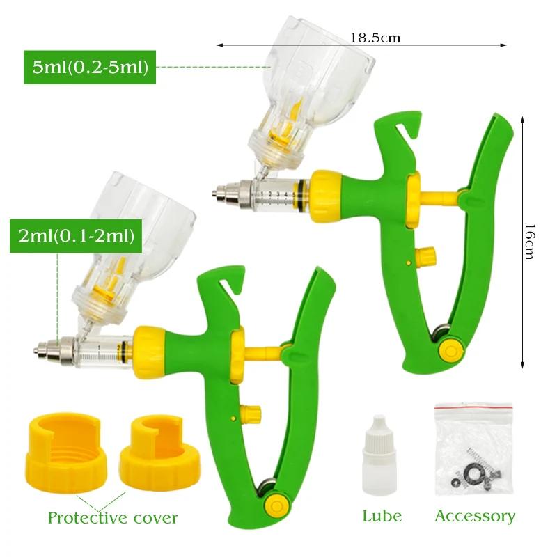 Seringue continue automatique vétérinaire de 2/5ml, avec aiguilles, Injection animale, aspirateur ré