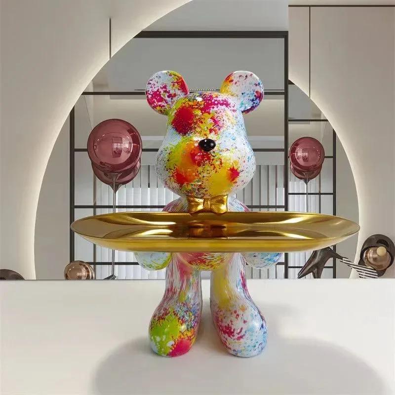 Figurine d'ornement d'ours Graffiti 21cm, décoration de maison, Statue d'animal, étagère de rangemen