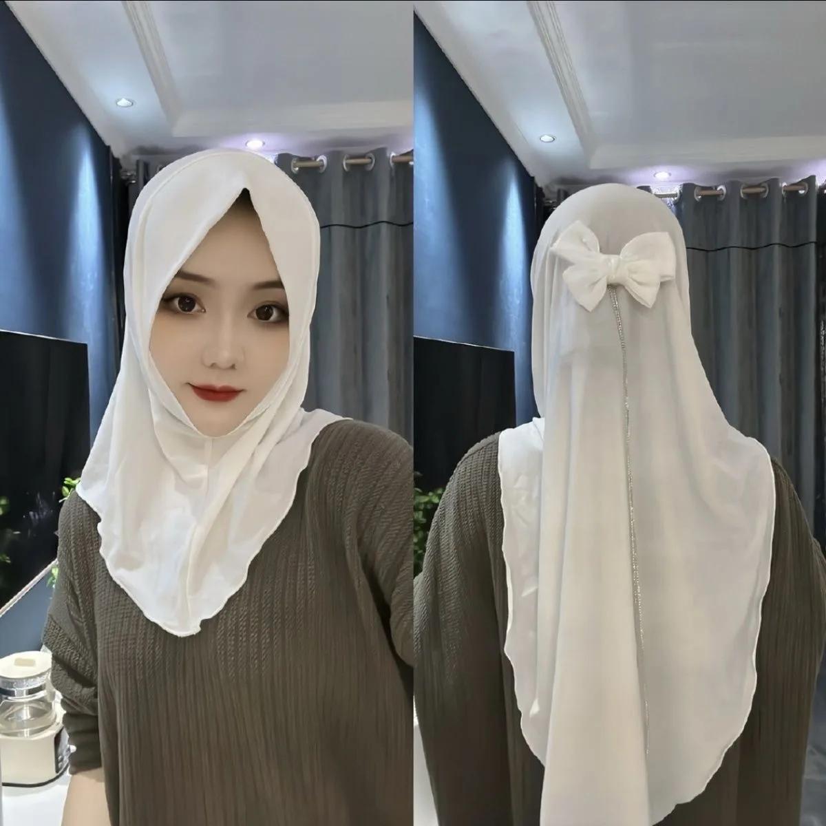 2025 foulards à nœud instantané pour filles, mignons et musulmans, Hijab confortable