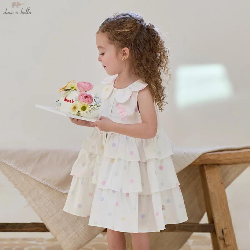 Dave Bella robes pour enfants printemps automne filles jupe sans manches coton doux vêtements d'exté