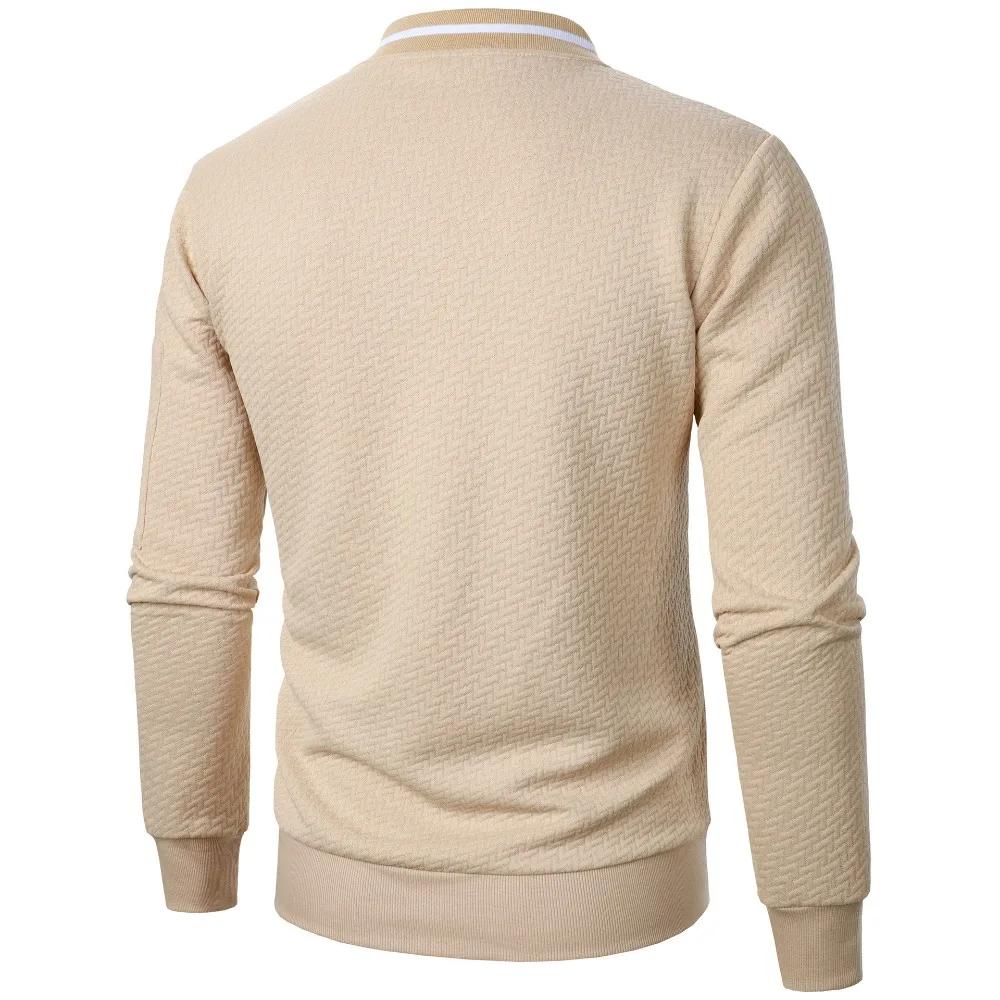 Sweat-shirt à col montant zippé pour hommes, vestes de baseball PVD, cardigan jacquard décontracté,