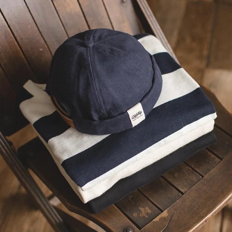 Maden hommes réglable Denim Beanie crâne casquette Dockworker chapeau rouleau manchette casquettes d
