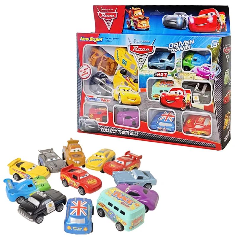 Mini 12 pièces Disney Pixar Cars 3 pistons tasse rebond voiture Collection foudre McQueen Jackson te