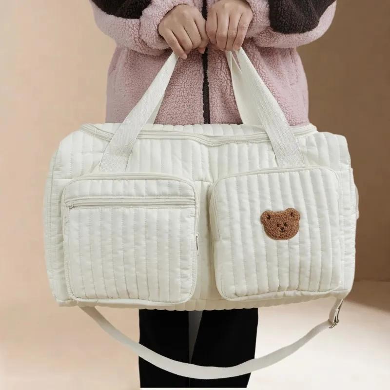 Sac de maman grande capacité bandoulière - Fourre-tout couches bébé coton shopping maternité