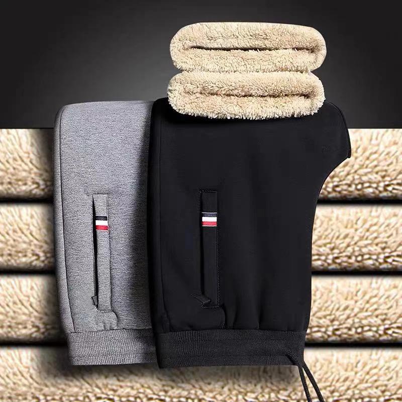 Hiver laine d'agneau chaud pantalons décontractés hommes Fitness Jogging pantalons de survêtement mâ