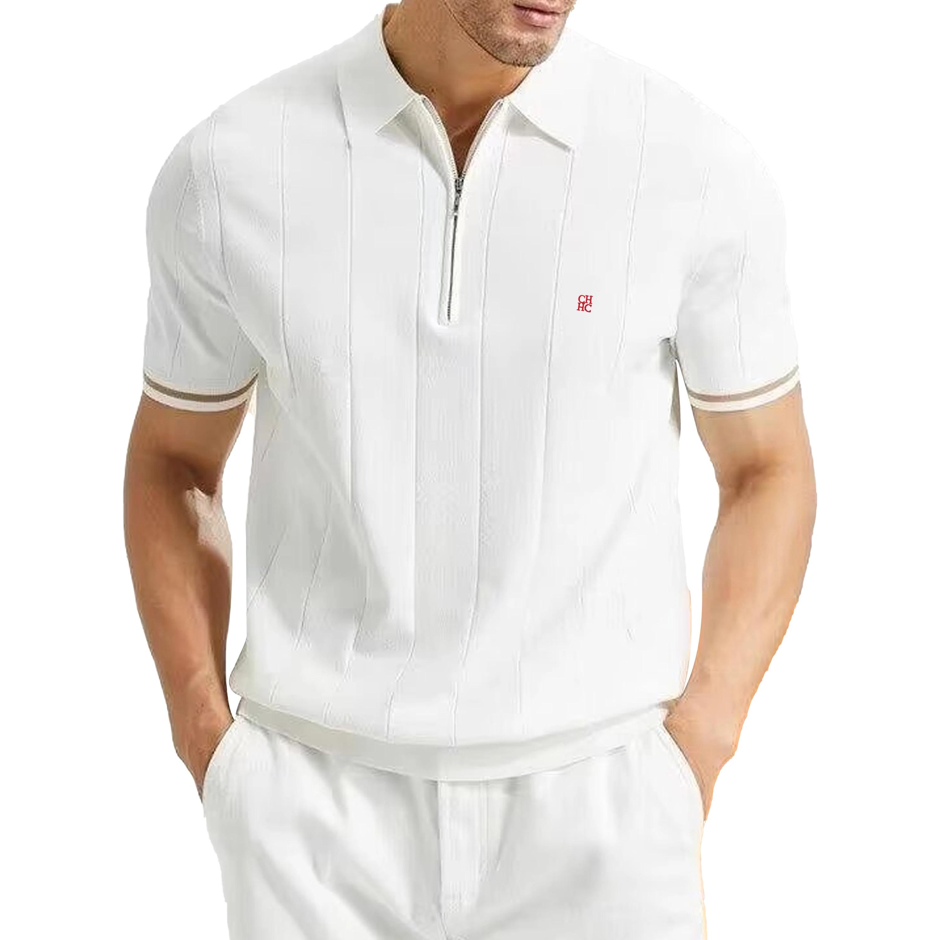 CHCH 2024 nouveau Polo d'été en tricot côtelé pour hommes respirant et frais marque qualité hommes p