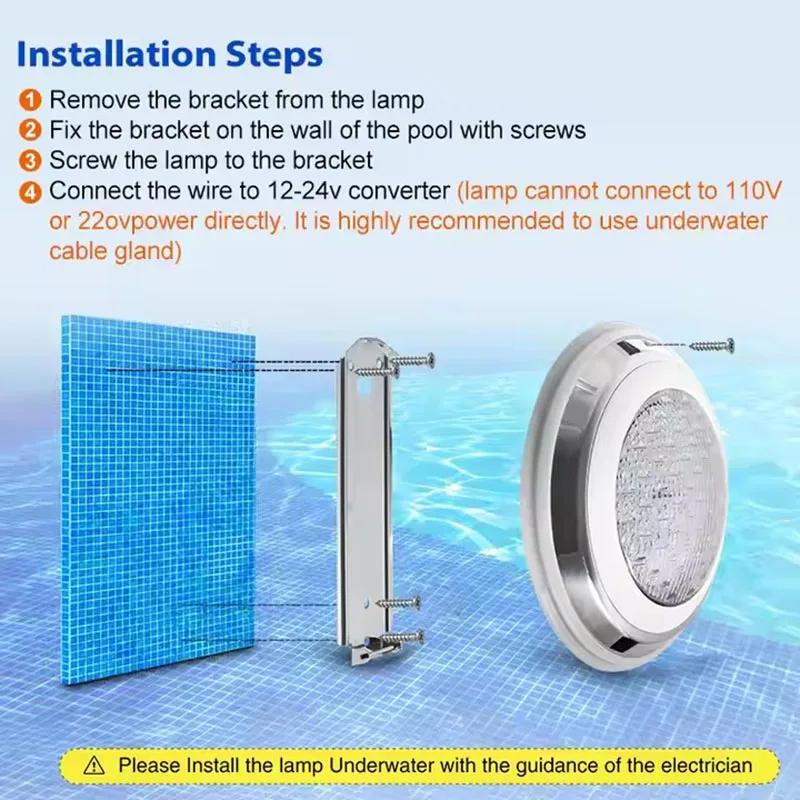 Lampe LED pour piscine, AC12V, en acier inoxydable, IP68, 12W, 18W, 25W, 35W, 54W, télécommande sous