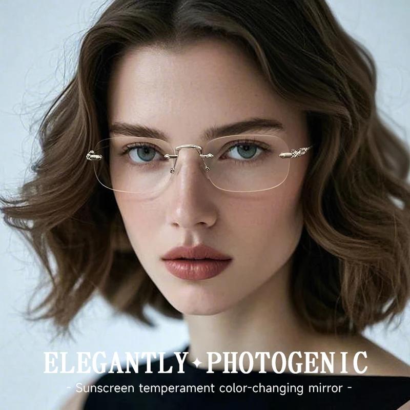 2025 BEAU FIVE lentilles photochromiques sans cadre pour femmes pour la mise en forme du visage, lun