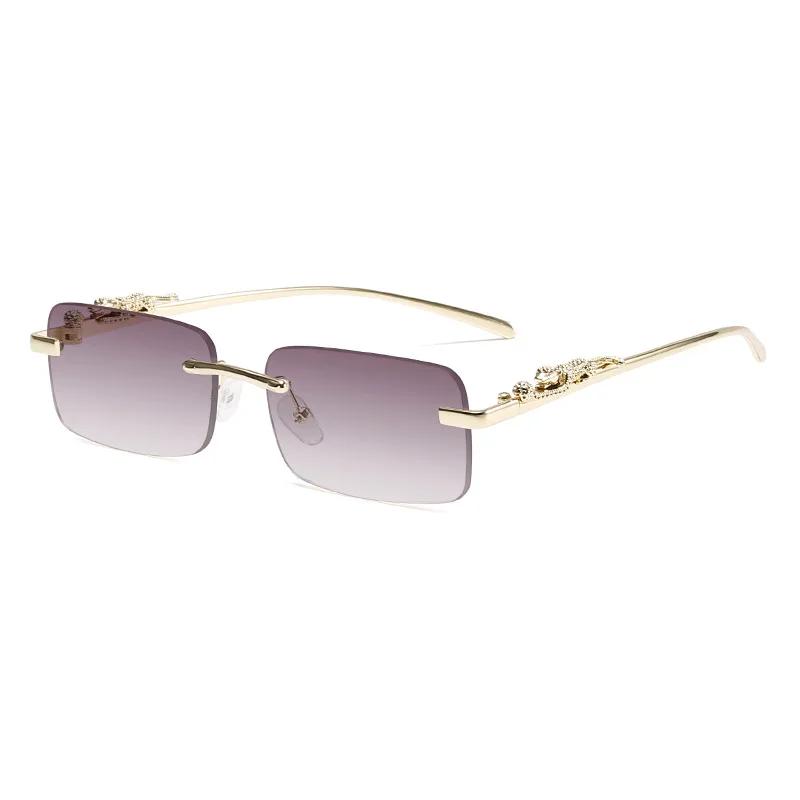 Monture de lunettes sans monture pour femmes et hommes, mode guépard, décoration Business Cool, mont