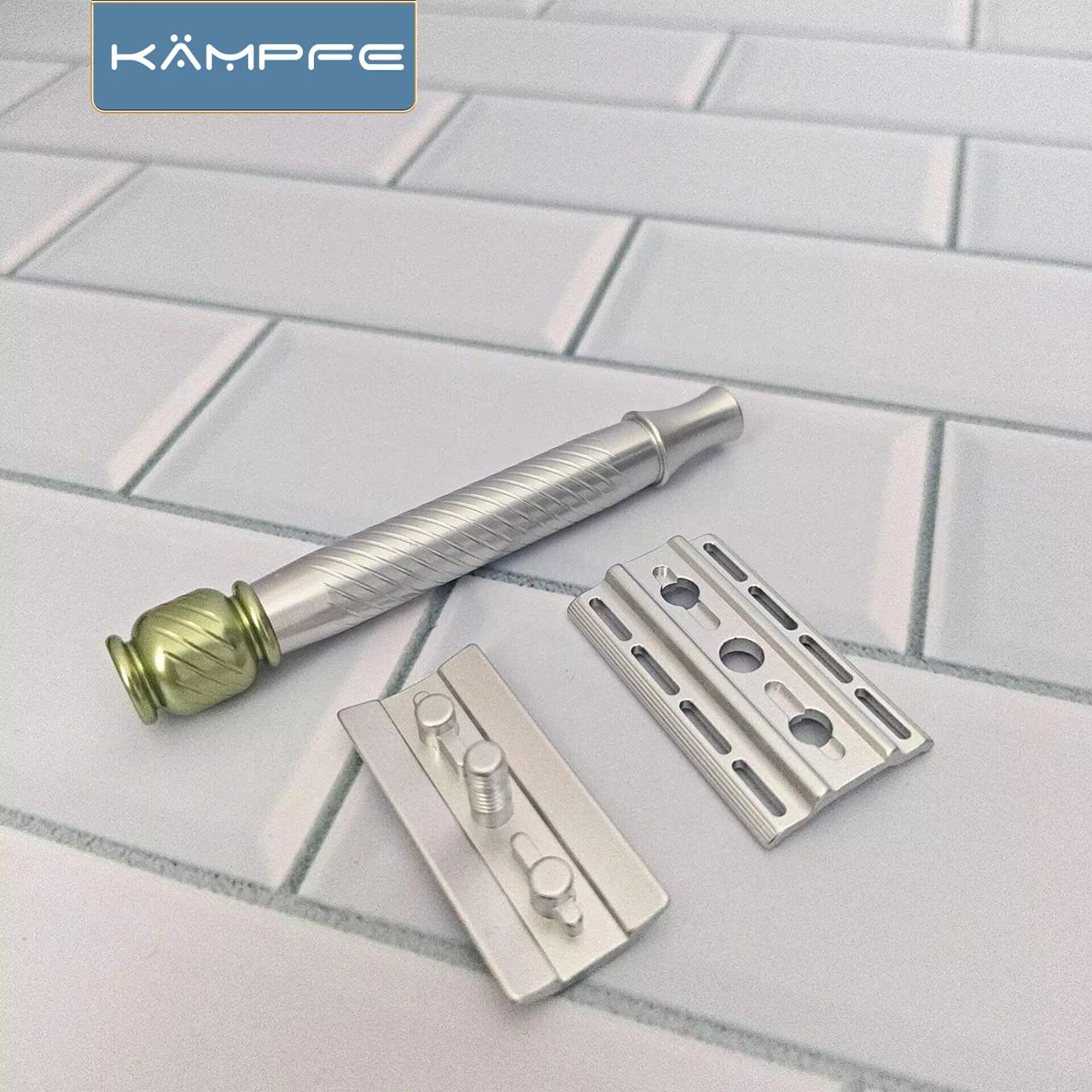 Rasoir manuel à double tranchant en aluminium KAMPFE avec poignée de rasoir antidérapante, rasoir de