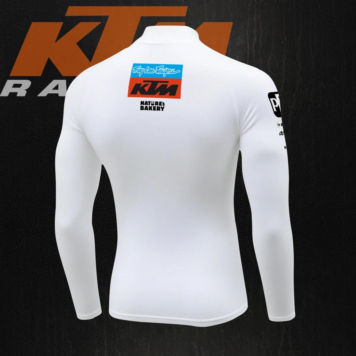 Nouveau T-shirt de sport pour homme 2026 Moto GP Troy Lee X KTM Racing Team, col mi-haut, manches lo