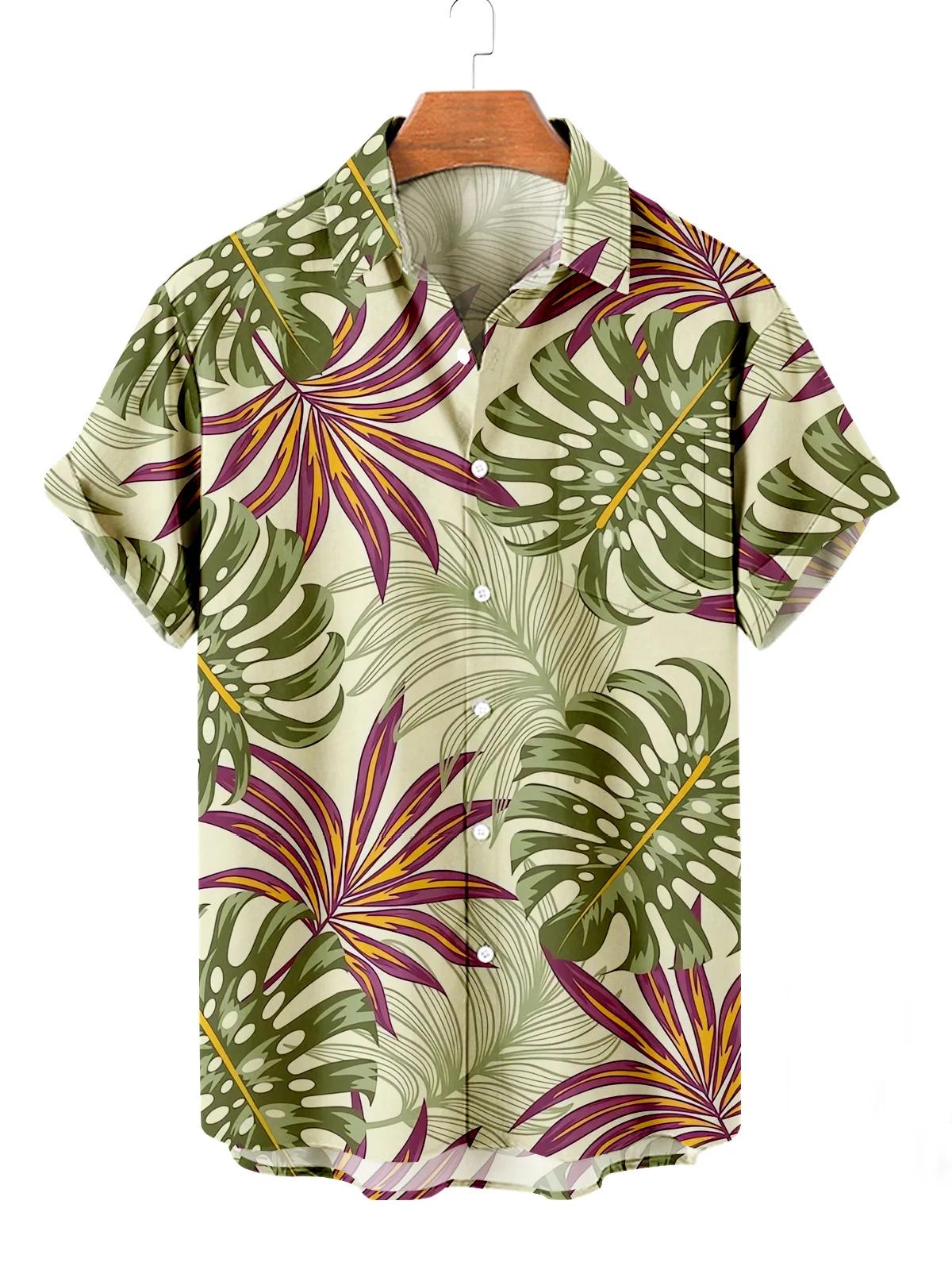 Chemises hawaïennes à fleurs pour hommes, chemises décontractées à manches courtes, col boutonné, mo