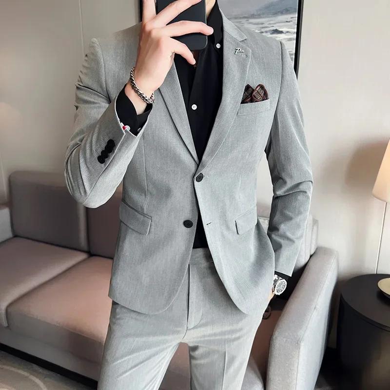 (Veste + pantalon) haut de gamme marque Boutique couleur unie hommes décontracté bureau d'affaires c
