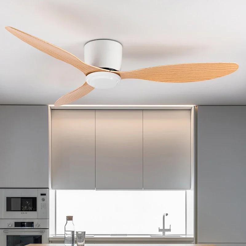 Ventilateur de plafond simple sans lumière avec télécommande, sol bas moderne, moteur CC, noir et bl