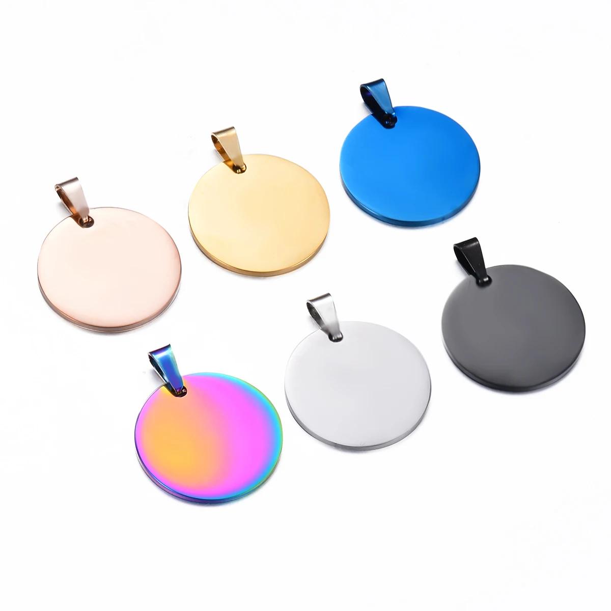 10 pièces en gros militaire armée Style disque pendentif rond 6 couleurs collier blanc en acier inox