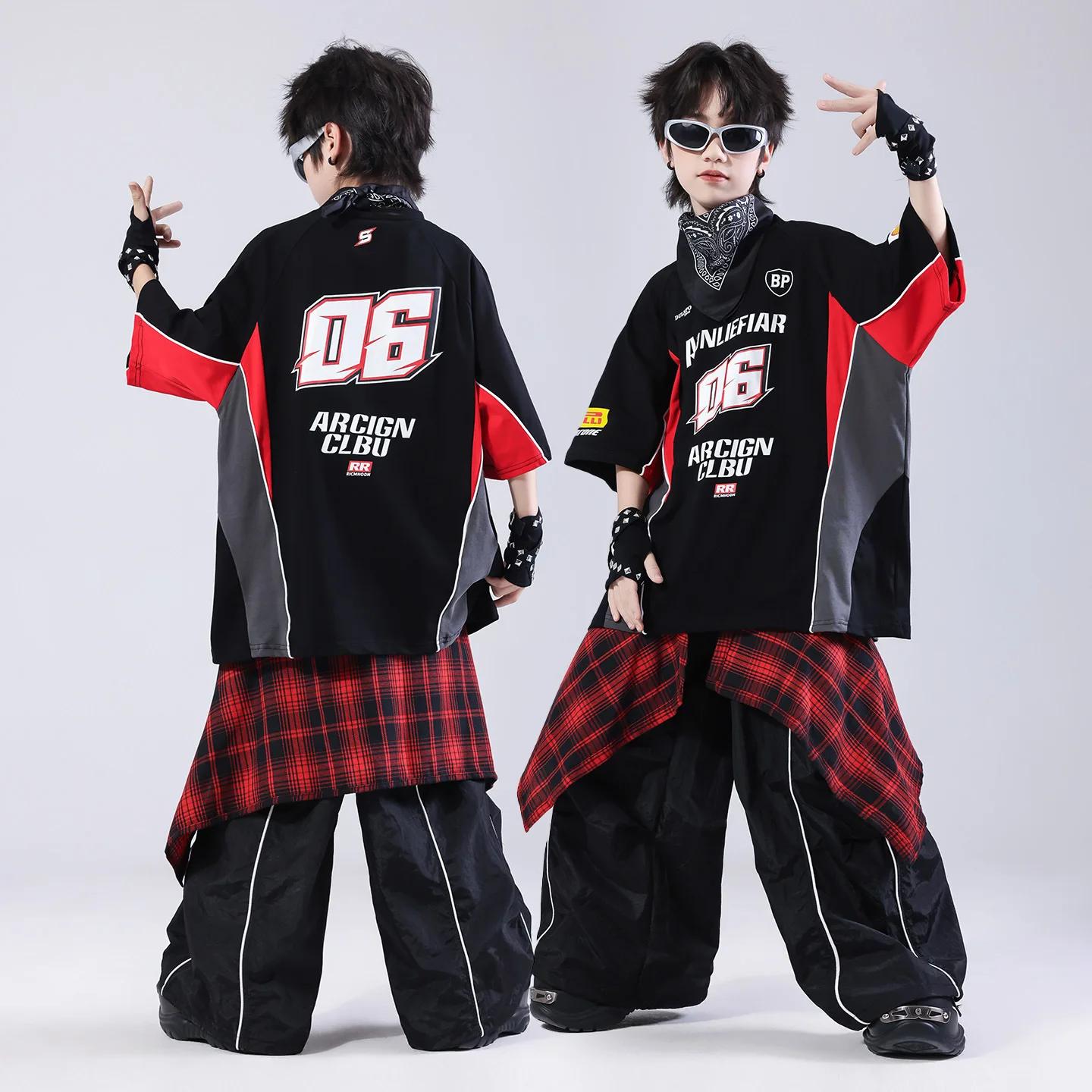 Ensemble de vêtements pour enfants, t-shirt et short, style hip-hop, jazz, danse, pour garçon et fil