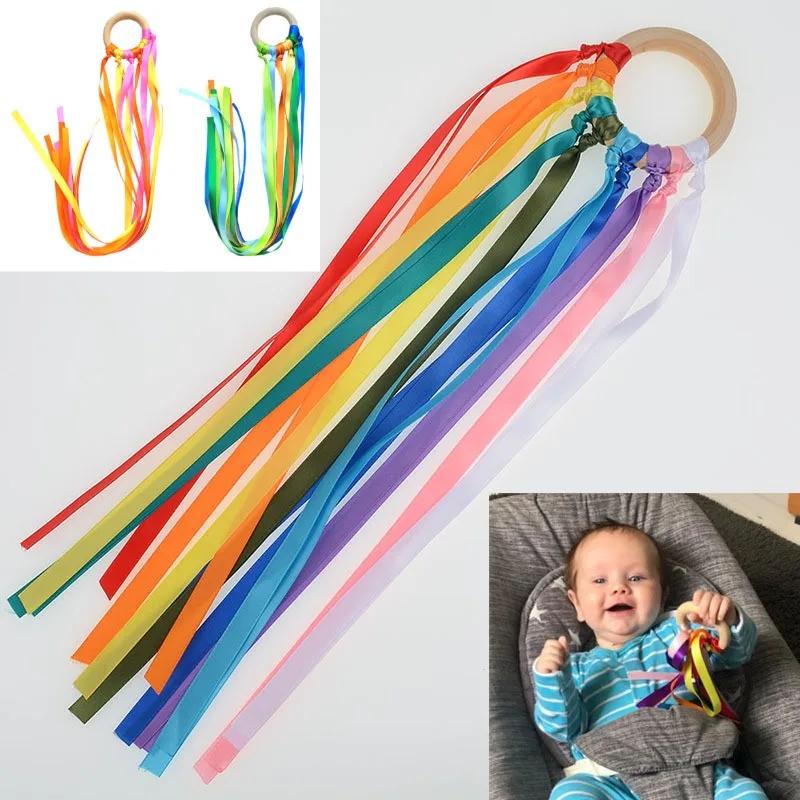 Jouet sensoriel de Style Montessori, sans BPA, Non toxique, anneau de ruban pour bébé, nouveau-nés v