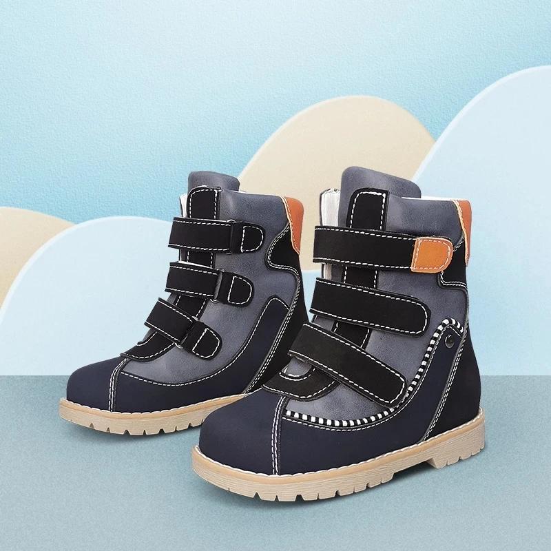 Chaussures orthopédiques 4 roues motrices en cuir de vache pour garçons, bottes décontractées pour e