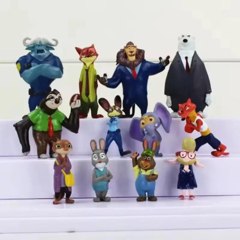 Nouvelles figurines d'action des animaux de Zootopia, 12 pièces/ensemble, lapin Judy Hopps, renard N